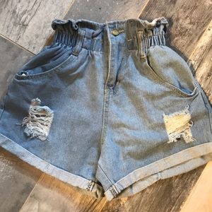 High waisted jean shorts